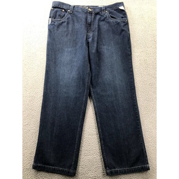 RAIDER Jean Co Vintage Mens 42x32 Straight Wide Leg Flap Pocket Dark Wash Denim - Picture 2 of 16